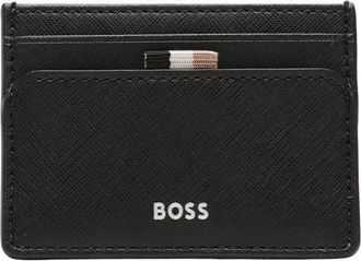 HUGO BOSS Luxueuze Lederen Kaarthouder - Heren - Portefeuilles - Zwart - ONE Size - Accessoires