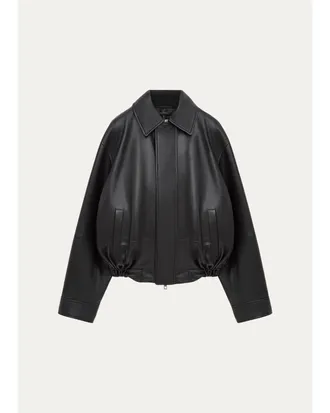 Loewe Drawstring Leather Bubble Jacket