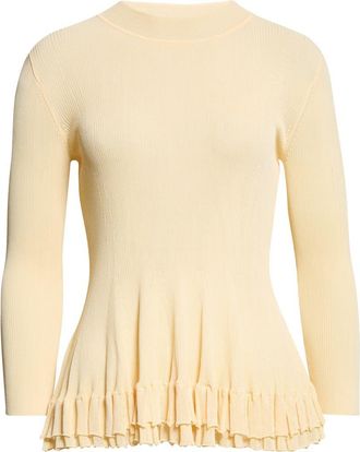 Ashlyn Garrett Peplum Ruffle Hem Mock Neck Top in Cream at Nordstrom, Size X-Small