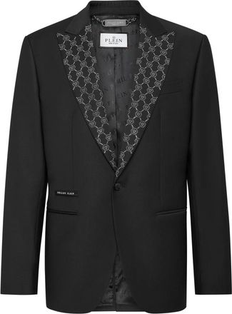 Philipp Plein Wool Blazer Monogram - Heren - Blazers - Zwart - L - Wol - Jassen