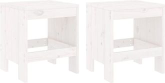 vidaXL Vidaxl - Garden Stools 2 pcs White 40x36x45 cm Solid Wood Pine