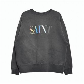 Saint Mxxxxxx Washed Black Long-Sleeve Sweatshirt With Gradient Print