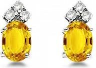 Allurez Oval Yellow Sapphire & Diamond Stud Earrings 14k White Gold (1.24ct)