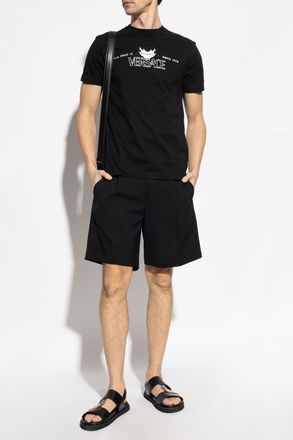 Versace T-shirt With Print, Mens, Black