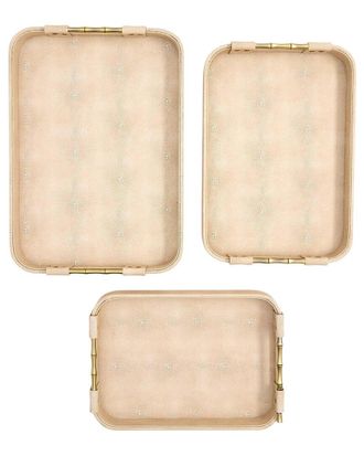 Tozai Home Home Set Of 3 Shagreen Rectangle Trays