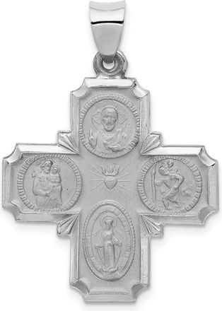 Diamond2Deal 14k White Gold Four Way Medal Hollow Pendant