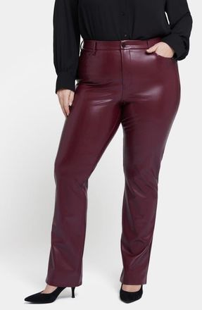 NYDJ Sculpt Her Marilyn Faux Leather Straight Leg Pants in Tavern at Nordstrom, Size 20W