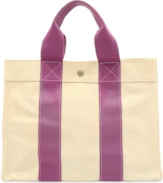 Herm&egrave;s Bora Bora Natural Purple Canvas Handbag Tote Bag (Pre-Owned)