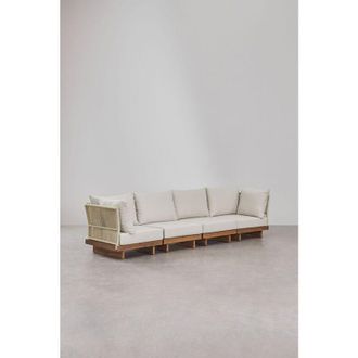Sklum Sklum - Sof&agrave; modulare da giardino a 4 pezzi con 2 poltrone angolari in legno di acacia Dailin