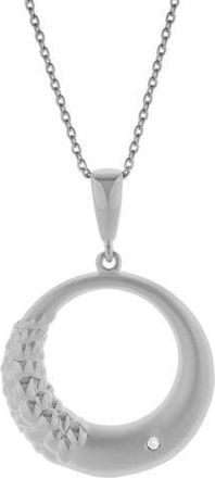 LuvMyJewelry Calindra Sterling Silver 0.01 Ct Diamond Crescent Circle Pendant Necklace in 925 Sterling Silver at Nordstrom