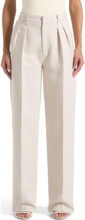 Mani&egrave;re De Voir Julie Tailored Twin Pleat Trousers in Light Beige at Nordstrom, Size 10