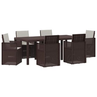 vidaXL Conjunto De Comedor De Jard&iacute;n 7 Pcs Marr&oacute;n Y Gris Claro Pp Vidaxl