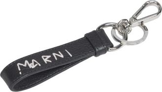Marni Lederen Sleutelhanger met Reparatief Hielborduurwerk - Heren - Sleutelhangers & Tashangers - Zwart - ONE Size - Leer - Accessoires