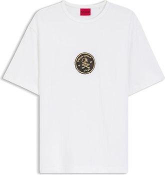 HUGO BOSS Embroidered-badge T-shirt in cotton terry