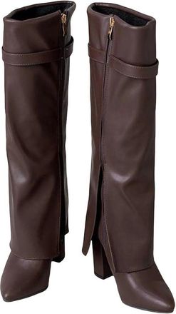 Generic Womens Designer Pointed Toe Knee High Boots Elegant Dress Long Shoes