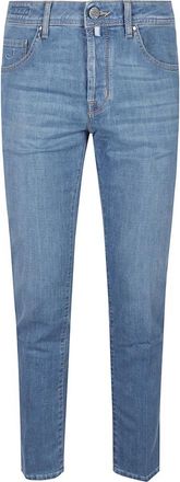 Jacob Cohen Scott Cropped Slim-Fit Jeans - Heren - Slim Fit Jeans - Blauw - W32 - Katoen - Jeans