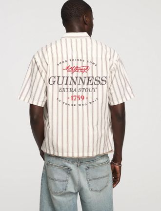 Lucky Brand Mens Guinness Striped Short Sleeve Button Down Shirt