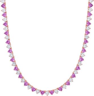 Rina Limor Silver 31.20 Ct. Tw. Lab-Grown Pink And White Sapphire Necklace