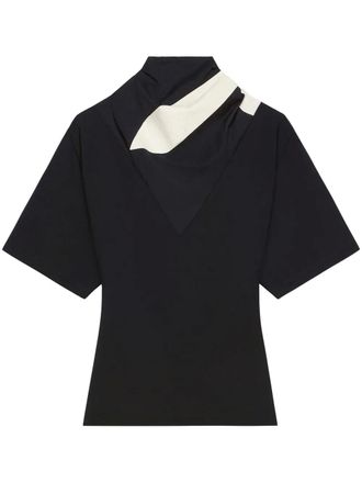 Courrèges panelled-scarf top - Black