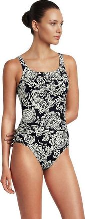 Lands End DDD-Cup New SlenderSuit Carmela Underwire One Piece Swimsuit in Floral Medley/black at Nordstrom, Size 14