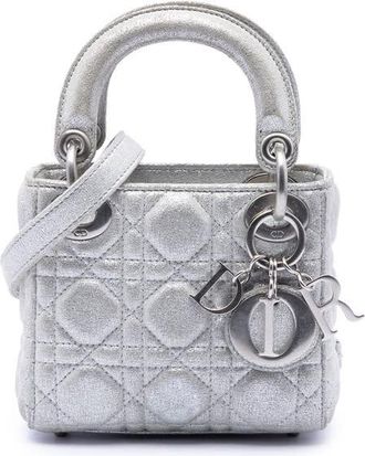 Dior Pre-owned Dior Micro Metallic Calfskin Cannage Lady Dior Ladies NSQYR5YCKQS1A0JF