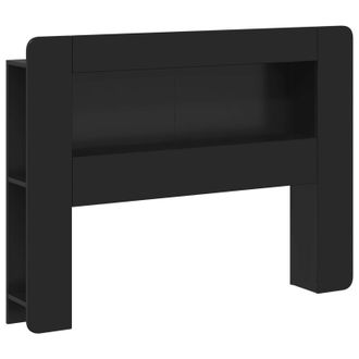 vidaXL Cabecero Con Armario Negro Madera De Ingenier&iacute;a Vidaxl