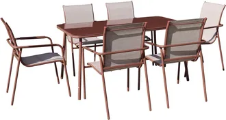 Habitat et Jardin Set Da Pranzo Da Giardino In Metallo malaga - 7 Posti - Terracotta