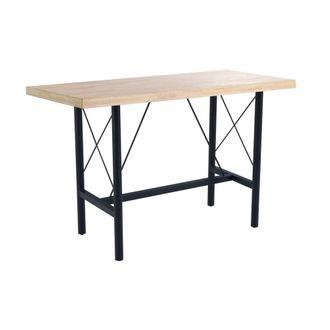 Mathi Design Mesa alta de madera y acero negro de estilo industrial