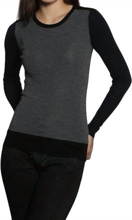 Label+Thread Skinny Rib Crew Pullover In Grey/navy