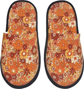 Generic Hotel Slippers Hippie Flower Unisex Slippers Furry Indoor Shoes For Hotel Men Ladies L