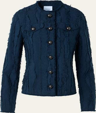 Akris Fringed Wave Cotton Jacquard Jacket