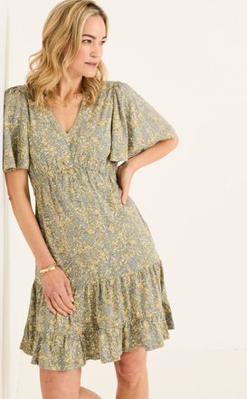Fat Face FatFace Grace Mid Grey Air Ditsy Jersey Dress