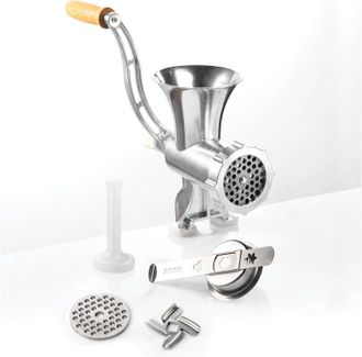OEM Picadora De Carne N.&deg; 8 - Picadora De Carne Con Cuchilla, Apta Para Carne Y Verduras, Con Accesorio Para Reposter&iacute;a Y Varilla De Empuje - Aluminio