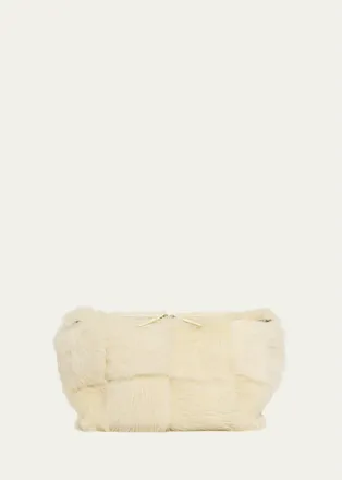 Bottega Veneta Cabat Check Shearling Clutch Bag