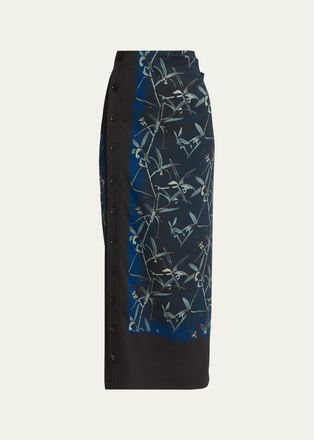 Proenza Schouler Anais Floral-Print Button-Side Midi Skirt