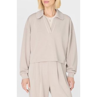 Sweaty Betty Sand Wash Crop Henley Sweatshirt in Dusk Beige at Nordstrom, Size X-Large