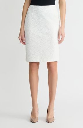 Kasper Lace Slim Skirt in Lily White at Nordstrom, Size 16P