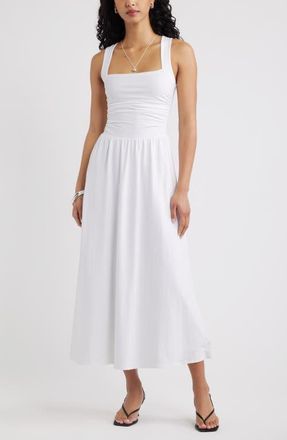 Open Edit Square Neck Maxi Dress in White at Nordstrom, Size Xx-Small