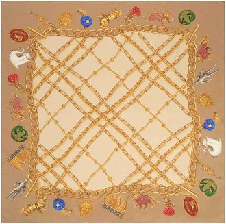 Burberry Silk Scarf With Check And Charm