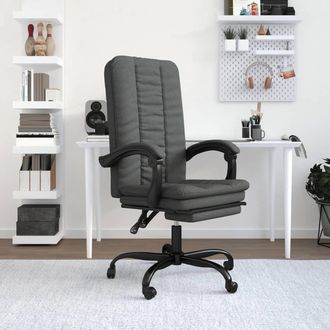 vidaXL Silla De Oficina Reclinable De Tela Gris Oscuro Vidaxl