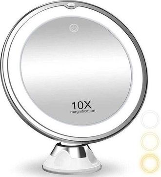 OEM Espejo De Maquillaje Ulisem Con Aumento De 10x, Luz, Iluminaci&oacute;n De 3 Colores, Espejo De Ducha Con Ventosa, Interruptor Inteligente, Rotaci&oacute;n De 360 G