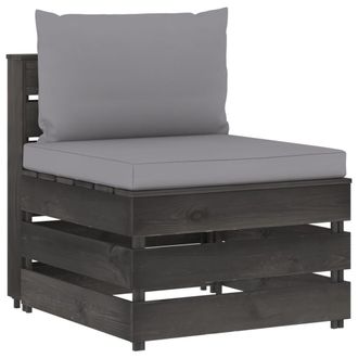 vidaXL Sof&aacute; Central Seccional Con Cojines Madera Impregnada Gris Vidaxl
