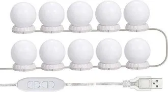OEM Kit De Iluminaci&oacute;n Led Para Espejo De Tocador, Con 10 Bombillas Ajustables, 10 Niveles De Brillo Y 3 Modos De Iluminaci&oacute;n, Tipo Usb, Blanco
