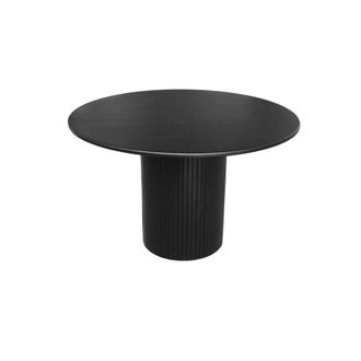 Sweeek Mesa de comedor redonda de madera, 4 plazas, negro