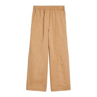 Max Mara Wide Trousers, female, Beige, Size: 2XS Wide Cotton Pants