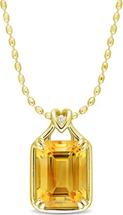 Mimi & Max Womens 10 3/4ct TGW Octagon-Cut Citrine and White Topaz Solitaire Necklace in Yellow Silver