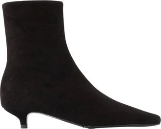 Toteme Schoenen, Dames, Zwart, 35 EU, Leer, Slim Suede Enkellaarzen