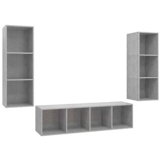 Berkfield Home 3 Piece TV Cabinet Set Concrete Grey Engineered Wood