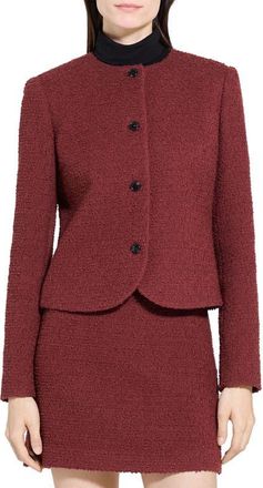 Theory Tweed Jacket in Oxblood Red at Nordstrom, Size 00