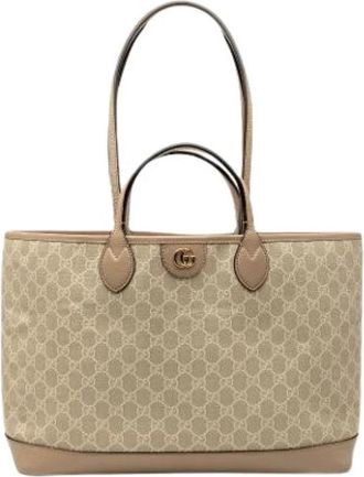 Gucci Pre-owned Satchel - Dames - Vintage Shopper - Beige - ONE Size - Leer - Vintage